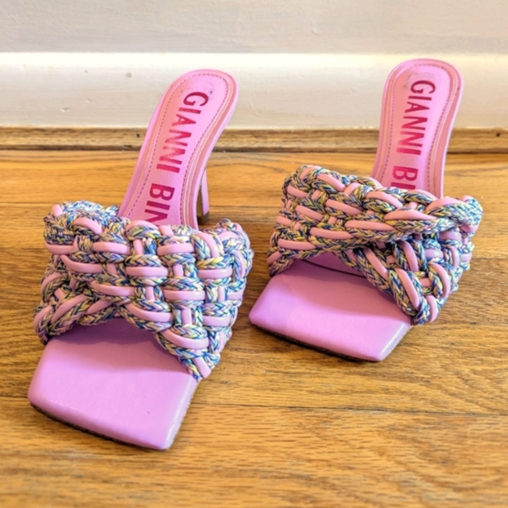 Gianni Bini Women's Pink Braided Kitten Heels